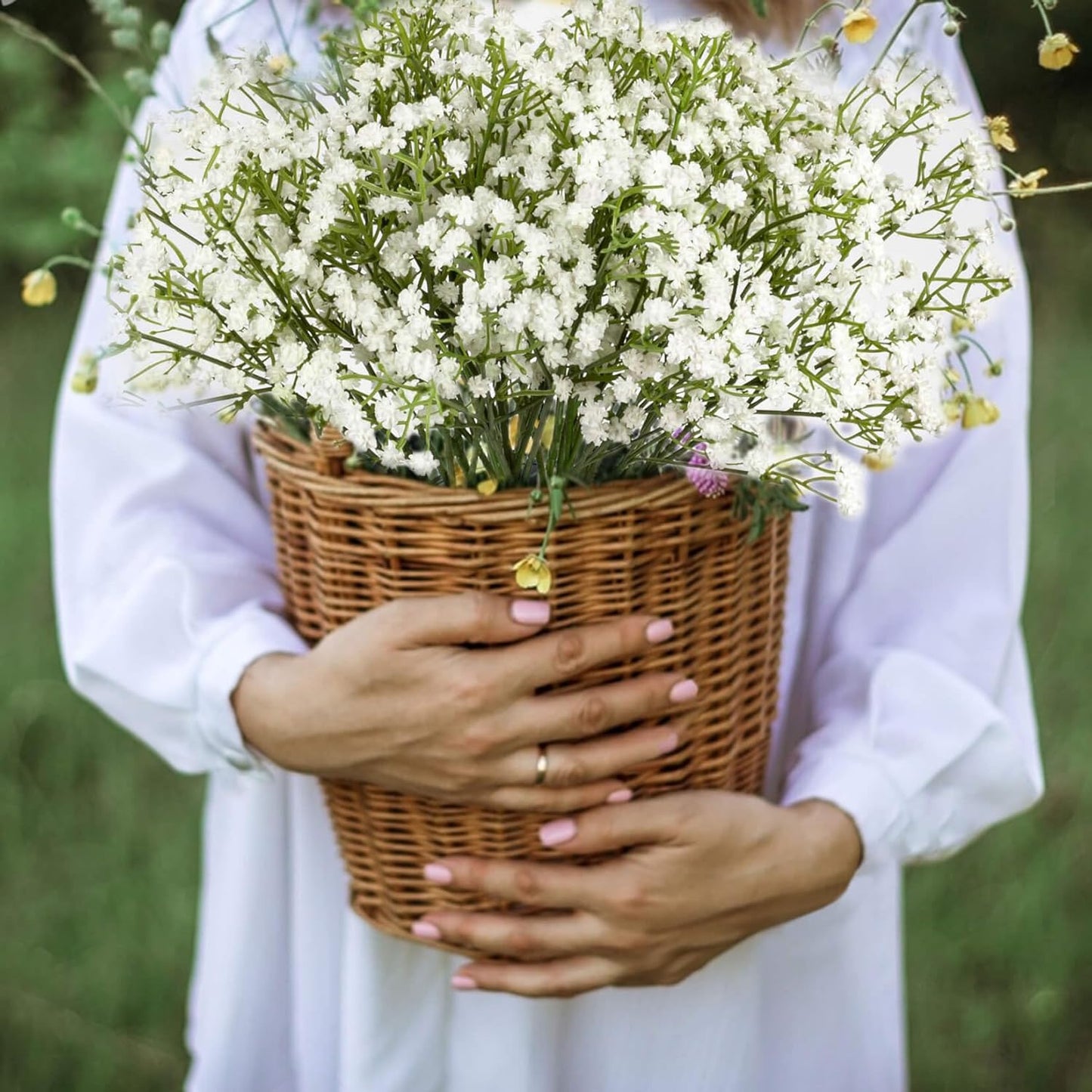 20-Inch Artificial Baby’s Breath Stem|Flexible & Connectable Faux Gypsophila Spray|DIY Floral Branch for Wedding, Vase Decoration, Home and Event Styling