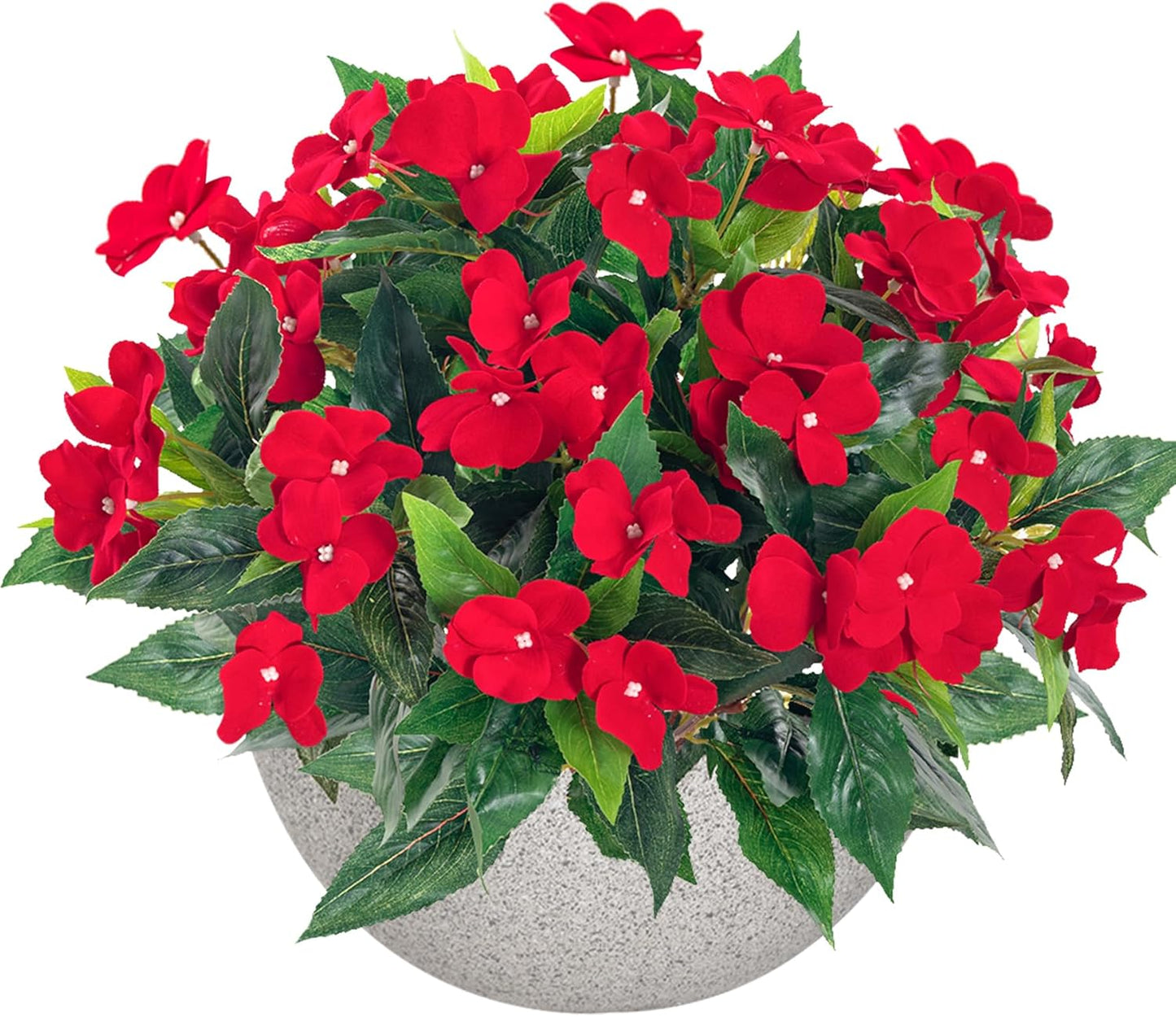 2-Piece Set Artificial Red Flower Bouquets – 18 Blossoms & 7 Branches Per Bundle – 15.7” Tall with Realistic Silk Flowers and Lush Green Foliage for Home, Wedding, or Holiday Decor