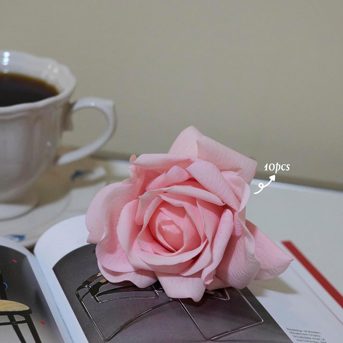 10pcs Artificial Rose Flower Heads｜Soft Fabric Bloom without Stems｜Realistic Handmade Roses for Wedding Decor, DIY Crafts, Home Styling, and Floral Projects